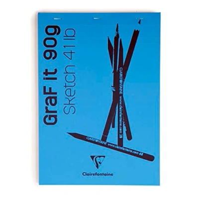 Abbildung von Clairefontaine 96731C Bloc Agrafé GraF&#039;it 80 Feuilles Papier Dessin Croquis Uni Détachables A6 10,5x14,8 cm 90g Couverture Bleu Roi Paquet de 5 Blöcken