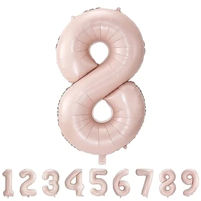 Abbildung von Geburtstag zahlen luftballon 8 jahre Folienballon Kindergeburtstag deko Rosa Mädchen Junge jahr 40&quot; 101cm Geburtstags fliegt mit Helium