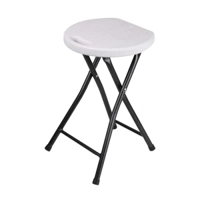 Abbildung von Sitzhocker klappbar mit Metall Gestell Belastbarkeit 100 kg 45 x 30 cm Klappstuhl Kunststoff Sitzfläche Küchenhocker Campinghocker Hocker für Handarbeit faltbar ohne Rückenlehne