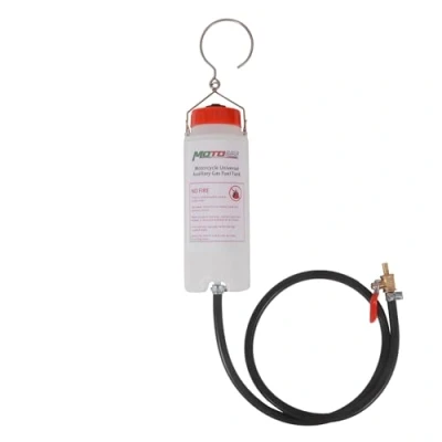 Abbildung von MOTO4U Hilfsgas Kraftstofftank, universelles Motorrad Gastank Reparaturwerkzeug Set, Gasbehälter, Hilfskraftstofftank, 500 ml, mit Kraftstoffschlauch und Absperrventil.