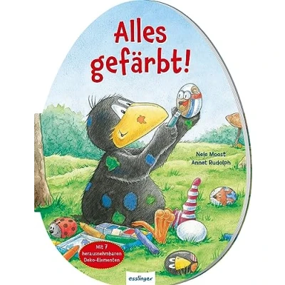 Abbildung von Der kleine Rabe Socke: Alles gefärbt! Konturgestanzt: Oster Pappebuch mit herausnehmbarer Osterdeko