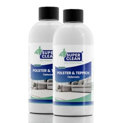 Abbildung von SUPER CLEAN Polster und Teppich Tiefenrein Polsterreiniger Konzentrat für alle Arten von Polstern, Teppichböden, Autositzen, Sofa oder Couch Inhalt: 2x500 ml