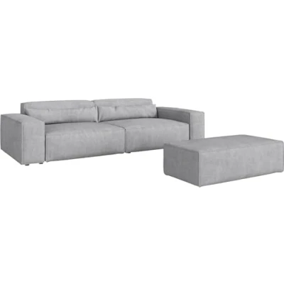 Abbildung von Big Sofa Sirpio XL 270x130 cm Mikrofaser Grau mit Hocker