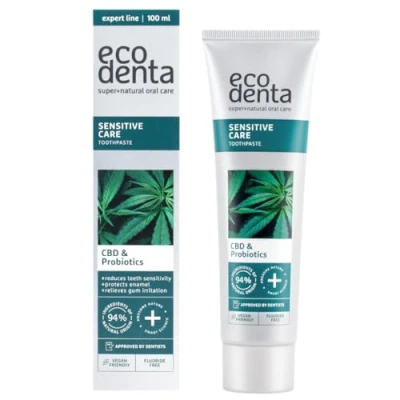 Abbildung von ECODENTA Zahnpasta mit CBD und Probiotika bekämpft Plaque Zahnstein Toothpaste für empfindliche Zähne, 100ml