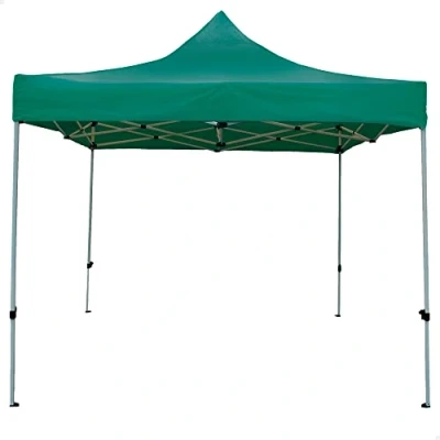 Abbildung von AKTIVE 61139 Faltpavillon für den Außenbereich, grüne Markise, Maße 3 x cm, höhenverstellbar, UV Schutz und wasserdicht, aus Stahl, inklusive Tragetasche, Strandzelt, Camping, Garten