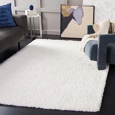 Abbildung von SAFAVIEH Zottelig Teppich für Wohnzimmer, Esszimmer, Schlafzimmer California Shag Collection, Hoher Flor, Weiss, 91 X 152 cm