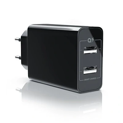 Abbildung von CSL 24W USB 2 Port Ladegerät Netzteil Dual mit Smart Charge Solid intelligentes Laden kompatibel Apple iPhone iPad Asus Samsung Galaxy Note Google HTC Motorola Sony