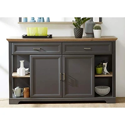 Abbildung von Lomadox Landhaus Sideboard in Graphit Grau/Absetzungen Artisan Eiche Nb., Breite 171cm