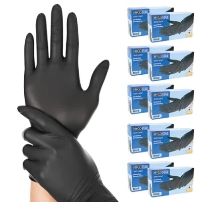 Abbildung von HYGOSTAR Nitrilhandschuhe Safe Light, puderfrei, schwarz, 1 Karton = 10 Packungen 1000 Stück, Größe: M