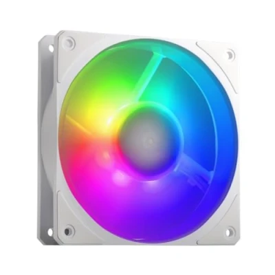 Abbildung von Cooler Master Mobius 120P ARGB Lüfter White Edition 120mm ARG mit Ring Blade Design (PWM), Loop Dynamic Bearing System (max. 75,2 CFM, 3,63 mmH2O, 30 dBA), abgeschrägter Air Focus Rahmen
