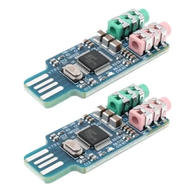 Abbildung von eMagTech 2 Stück CM108 USB Soundkarte Chip Laufwerk Kostenlose Praktische Externe Stereo Kristall für Laptop Computer 49x19x8mm