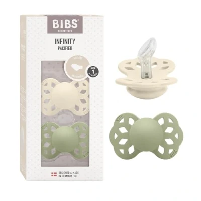Abbildung von BIBS Infinity Schnuller 2er Pack Silikon Größe 1 Anatomisch, Ivory/Sage