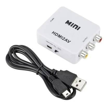 Abbildung von Ziyan HDMI zu AV, 1080P auf 3RCA Converter Adapter, RCA Konverter CVBS Composite Video Audio to AV Adapter mit USB Ladekabel für TV DVD PAL PS3 NTSC(weiß)