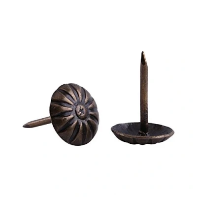 Abbildung von Walfront 100 stück Vintage Polsternägel, Runder Großköpfiger Bronze Metall Ziernägel für Tags Möbel Sofa Schuh Tür Tack Stud(Gänseblümchen 10 * 14mm)