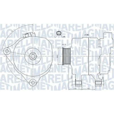 Abbildung von MAGNETI MARELLI 063731499010 Lichtmaschine 14V 80A PEUGEOT: 206 Schrägheck, 607 Limousine, SW, CITROËN: C4 I C8, Xsara Picasso