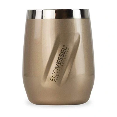 Abbildung von EcoVessel &#039;s Port vakuumisoliertes Weinglas/Whiskybecher aus Edelstahl, Goldstaub, 296 ml
