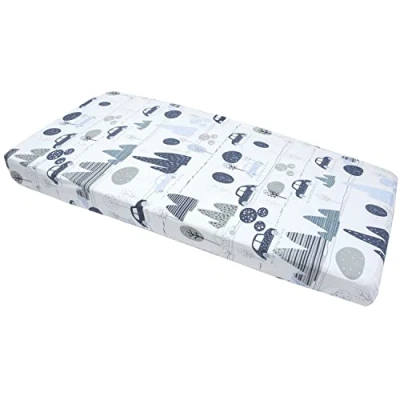 Abbildung von Medi Partners Spannbettlaken Spannbetttuch 60x120cm 100% Baumwolle Baby Bettwäsche Babymatratze Schlafsack Kinderbett Babybett (Retro Autos)