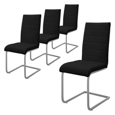 Abbildung von ML Design Esszimmerstühle 4er Set, Schwarz, Schwingstuhl, Freischwinger Stuhl mit hoher Rückenlehne, Ergonomische Küchenstühle aus Kunstleder &amp; Metall, Moderner Polsterstuhl für Esstisch Wohnzimmer