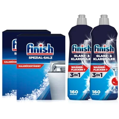 Abbildung von Finish Spülmaschinenpflege SET, 2 x 800 ml Klarspüler &amp; 1,2 Kg Spezial Salz