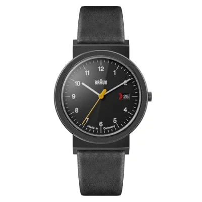 Abbildung von Braun Unisex 3 Hand with Date Analogue Swiss Part Quartz Watch, Made in Germany, Black Dial and Leather Strap, 39mm Stainless Steel Case, Model AW10EVOB.