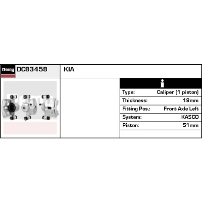 Abbildung von DELCO Remy DC83458 Bremssattel Stahlguss Remanufactured KIA: Picanto I