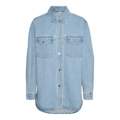Abbildung von Vero Moda Vmnaya Oversized Shirt Hemdbluse, Damen, Größe: XS, Light blue denim