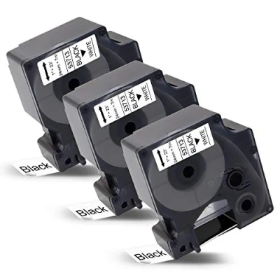 Abbildung von Labelwell 3x Schriftband Kompatibel für Dynmo D1 24mm 53713 S0720930 Schwarz auf Weiß Etikettenband LabelManager 450D 500TS Wireless PnP LabelWriter 450 Duo 1978243 MobileLabeler