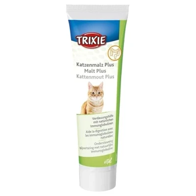 Abbildung von Trixie Katzenmalz Plus Doppelpack 2 x 100 g Ergänzungsfuttermittel für Katzen Zur Unterstützung der Verdauung und bei verschluckten Haaren In praktischen Tube