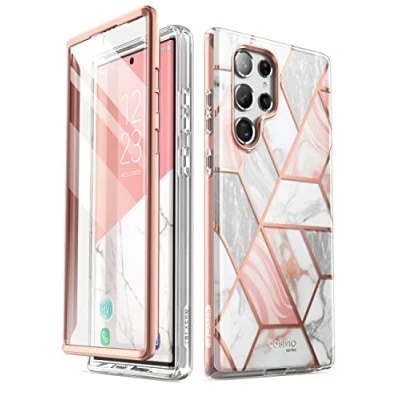 Abbildung von i Blason Glitzer Hülle für Samsung Galaxy S22 Ultra (6.8&quot;) 5G Handyhülle Bumper Case 360 Grad Schutzhülle Glänzend Cover [Cosmo] mit Integriertem Displayschutz 2022 Ausgabe (Marmor)