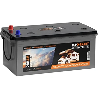 Abbildung von EXAKT AGM Batterie 280Ah 12V C100 statt 230Ah 240Ah 220Ah Solarbatterie Wohnmobil Solar Boot Camping Versorgung Verbraucherbatterie