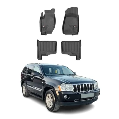 Abbildung von Fußmatten Gummimatten kompatibel mit Jeep Grand Cherokee III 2004 2010 OMAC Premium 3D Schwarz TPE Gummi