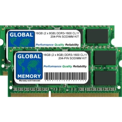 Abbildung von GLOBAL MEMORY Arbeitsspeicher für MacBook Pro (Mitte 2012), 16 GB (2 x 8 GB), DDR3, 1600 MHz, PC3 12800, 204 polig, SODIMM