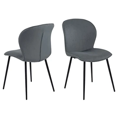 Abbildung von AC Design Furniture Edite Esszimmerstühle, H: 82 x B: 43 T: 58,5 cm, Grau, Stoff/Metall, 2 Stk.