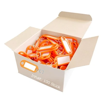 Abbildung von Wedo 262803406 Schlüsselanhänger Kunststoff (mit S Haken, auswechselbare Etiketten) 100 Stück, orange