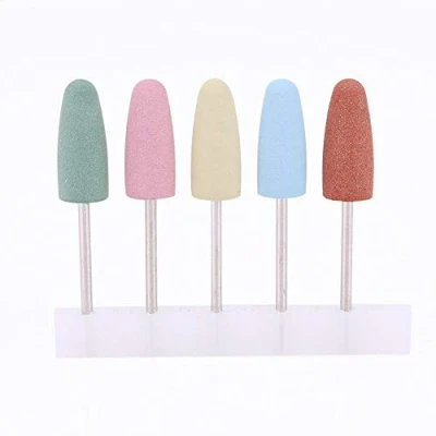 Abbildung von Silikon Nail Bohrer Bits Nagelkunst 5pcs, Nagelbohrer rotierender Fräskopf Maniküre Nagelhautreinigung Werkzeugmaschinen Art Silikonpolierer