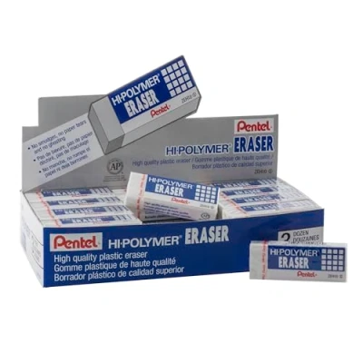 Abbildung von Pentel Hi Polymer Block Radiergummi, groß, Weiß, 36 Stück (ZEH 10)
