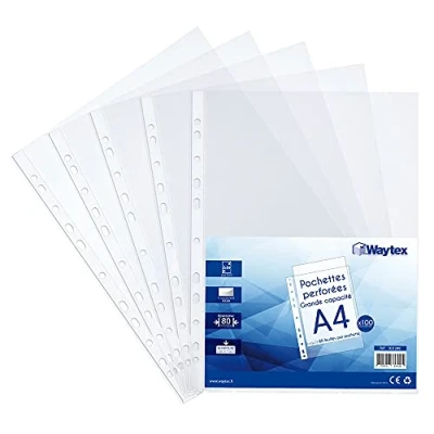 Abbildung von Waytex 931349 Prospekthüllen A4 glatt transparent 80 mic, 100 Stück