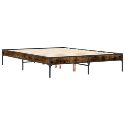 Abbildung von vidaXL Bettgestell Räuchereiche 140x190 cm Holzwerkstoff und Metall