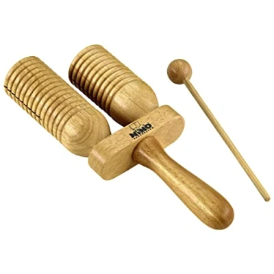 Abbildung von Nino Percussion Wood A Go Instrument Glocken Musikinstrument für Kinder ab 3 Jahren 2 Reihen Siam Eiche, Natur (NINO560)