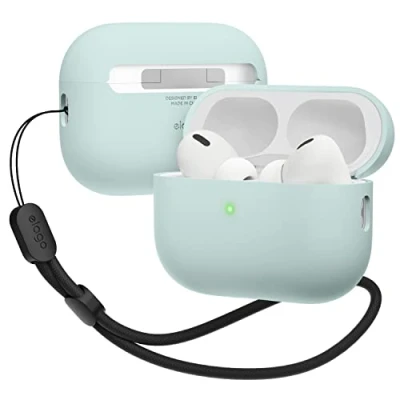 Abbildung von elago Liquid Hybrid Hülle Kompatibel mit Apple AirPods Pro 2. Generation Case Lanyard 2 Hülle, Dreischichtige Schutz, Staubbeständig, Stoßfest (Grün)