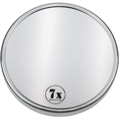 Abbildung von Make Up Kosmetikspiegel mit 7 Fach Vergrößerung aus Metall: Premium Schminkspiegel Durchmesser 15cm rund Saugnapf, MakeUp Spiegel für Zuhause und unterwegs von Fantasia, Silber