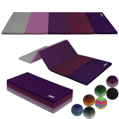Abbildung von ALPIDEX Turnmatte klappbare Weichbodenmatte 185 x 78 3,2 cm Gymnastikmatte Sportmatte für zuhause Kinder Erwachsene, Farbe:lila