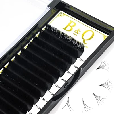 Abbildung von Selbstfächernde Wimpern .03 .05 .07.10 Easy Fan Lashes für Volumentechnik C D curl Wimpernextensions Volumen Einzelne Länge Schwarz (13 mm, 0.05)
