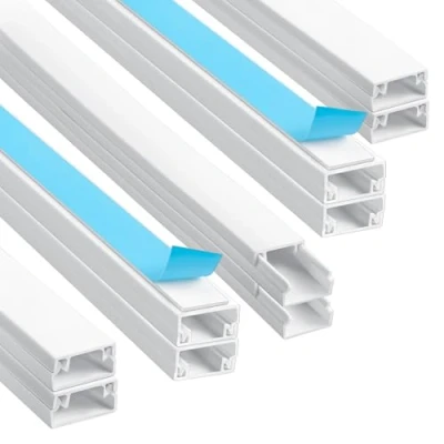 Abbildung von AiQInu kabelkanäle Weiß Selbstklebend(0.4m*20mm*10mm), 10 Stück mit Schaumstoffband bereit, Montage an der Wand für Kabelmanagement Kabelkanal, Kabelführung