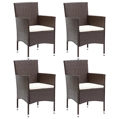Abbildung von vidaXL 4X Garten Essstuhl Gartenstuhl Gartensessel Stuhl Sessel Stuhlset Rattanstühle Stühle Gartenmöbel Balkonstuhl Poly Rattan Braun