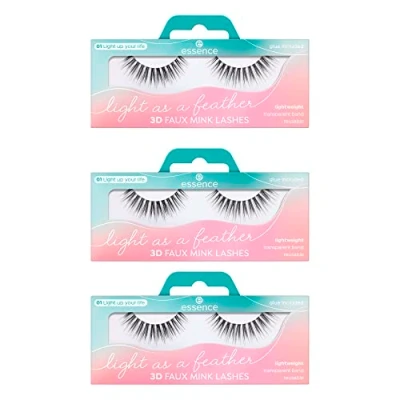 Abbildung von essence Light as a feather 3D faux mink lashes, künstliche Wimpern, Nr. 01, Schwarz, volumengebend, vegan, ohne Mikroplastikpartikel, Nanopartikel frei, Parfüm, 3er Pack (3x1pair)