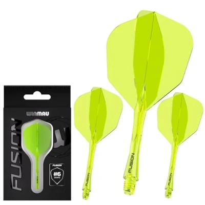 Abbildung von WINMAU Darts Fusion Integrated Flight &amp; Shaft System No.6 Shape Design Gelbe Farbe, Medium Länge