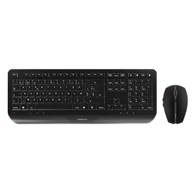 Abbildung von CHERRY GENTIX DESKTOP, Kabelloses Tastatur Maus Set, Belgisches Layout (AZERTY), 2,4 GHz Funk, Integrierte Handballenauflage, Symmetrische Maus, Schwarz