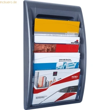 Abbildung von Paperflow Prospekthalter 4060.11 DIN A4 quer 4 Fächer anthrazit