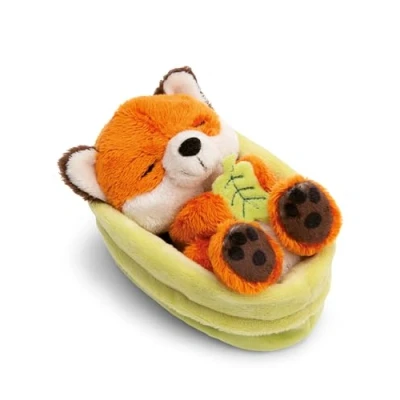 Abbildung von Nici Kuscheltier Sleeping Pets GREEN, Fuchs mit Blatt 12 cm schlafend im Körbchen grün